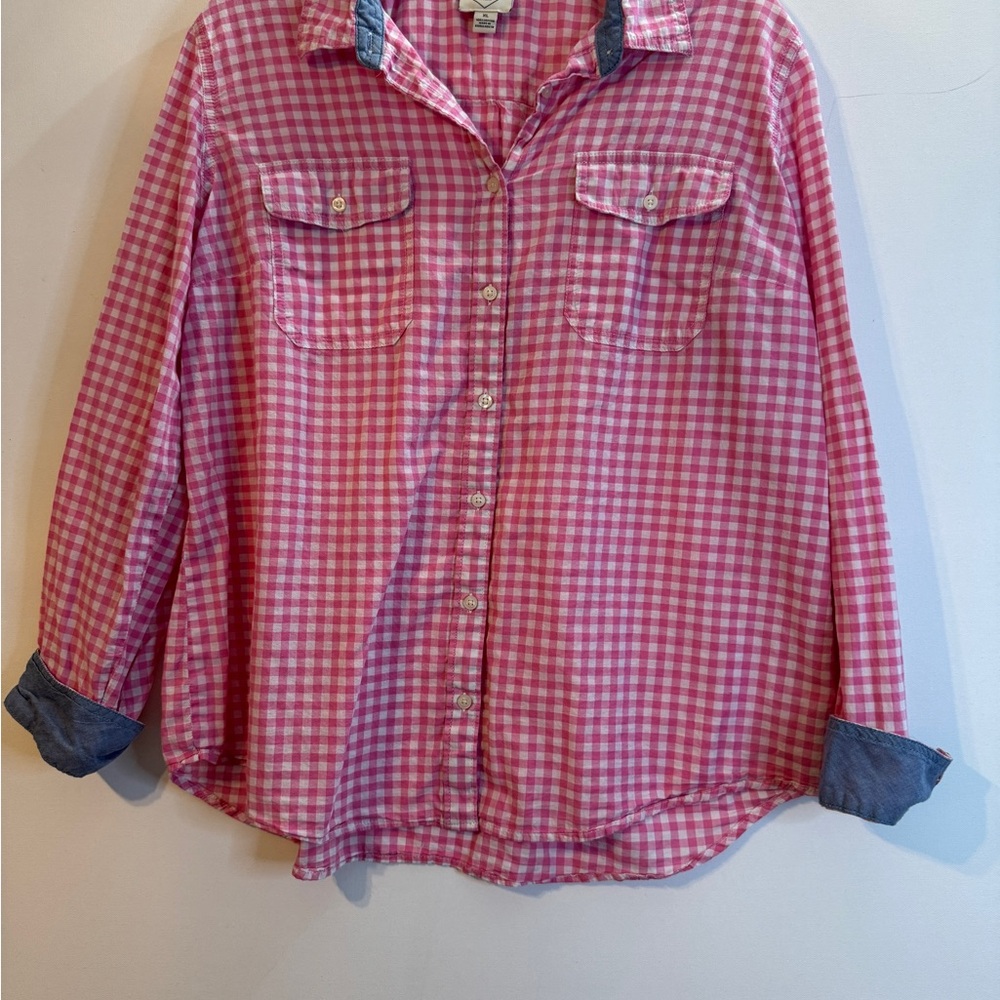 St. John's Bay womens Pink Gingham Button-Down Shirt